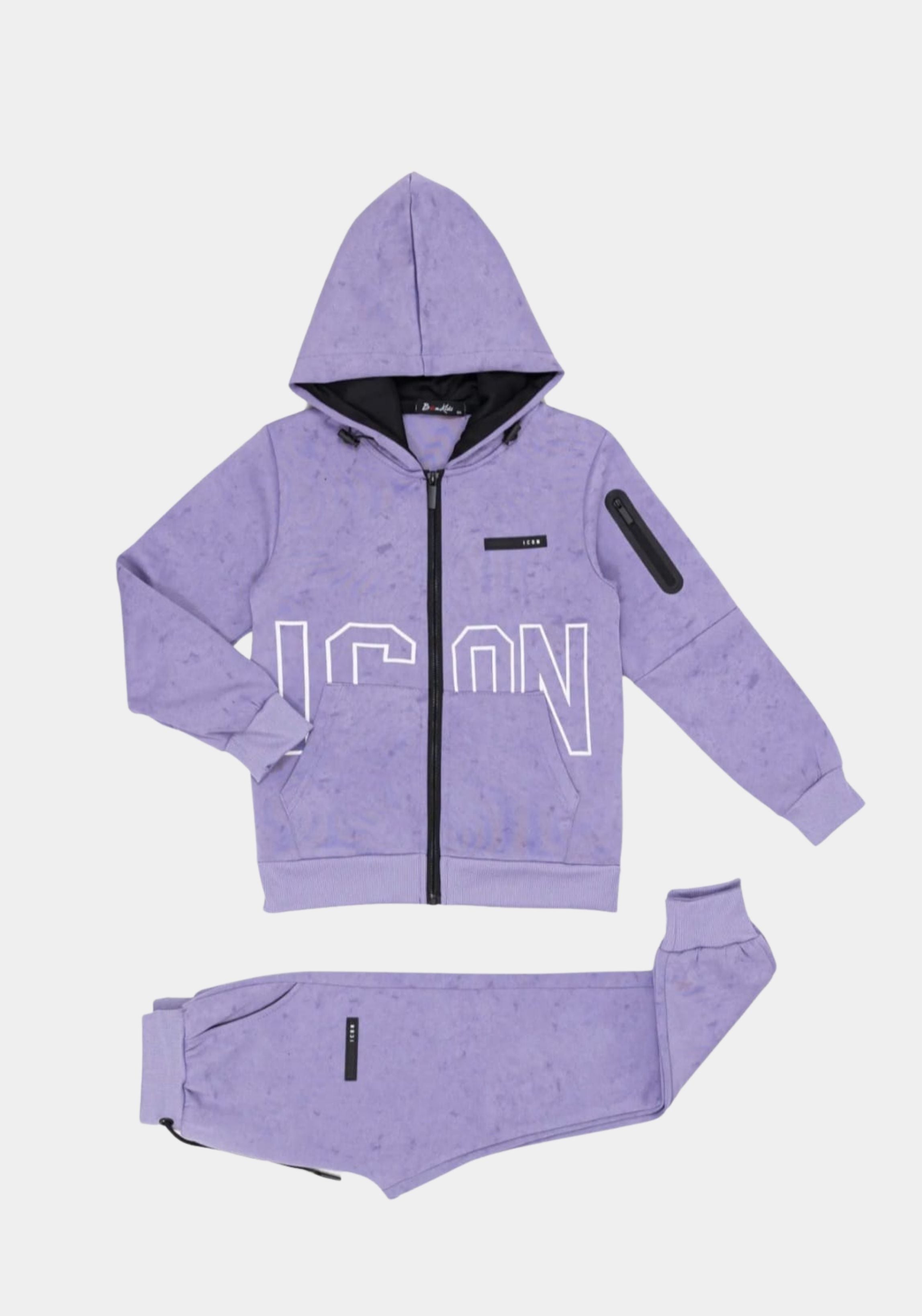 Kids Tracksuit Icon Girls Purple Zip