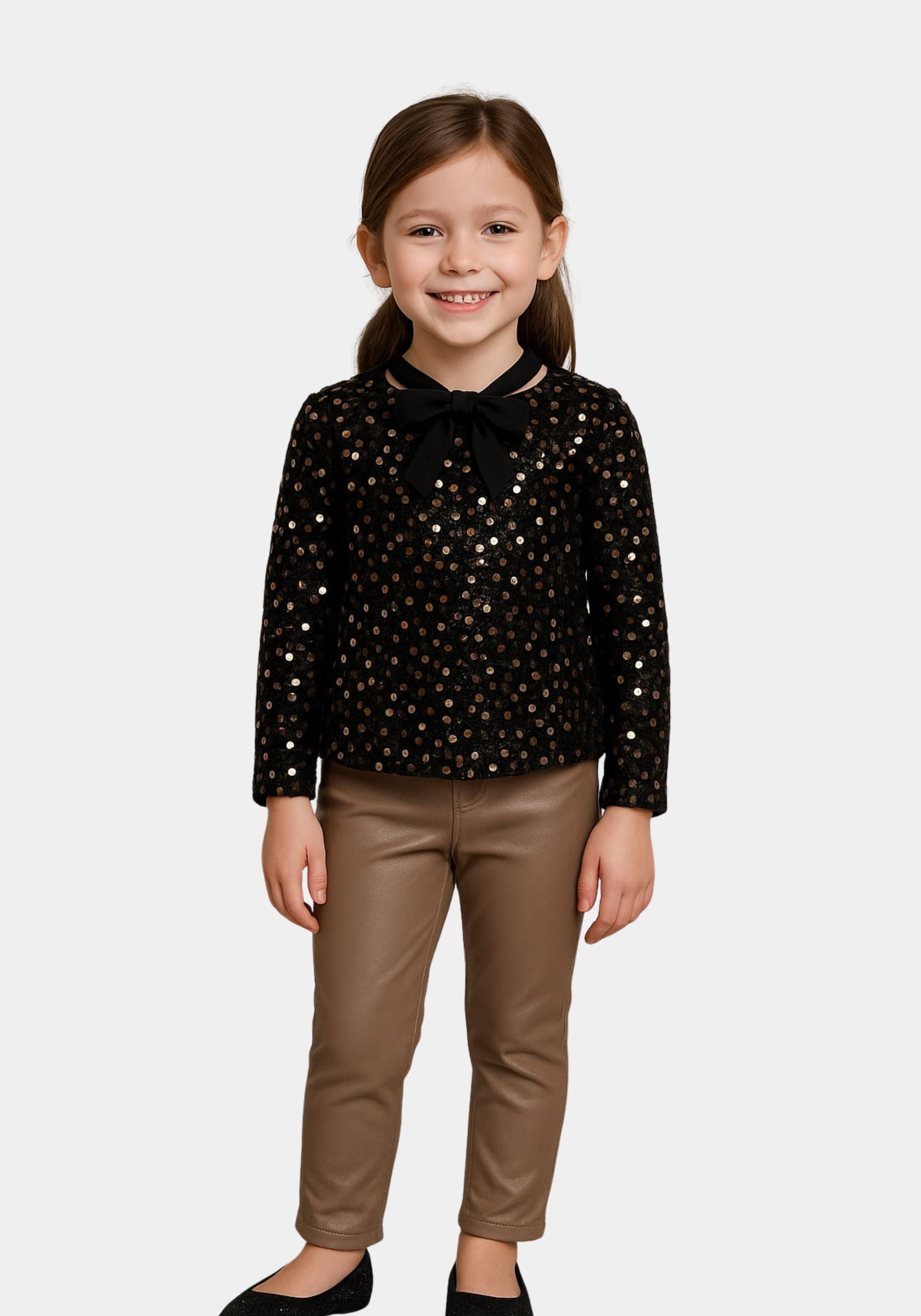 Two Piece Set Girls Black Gold