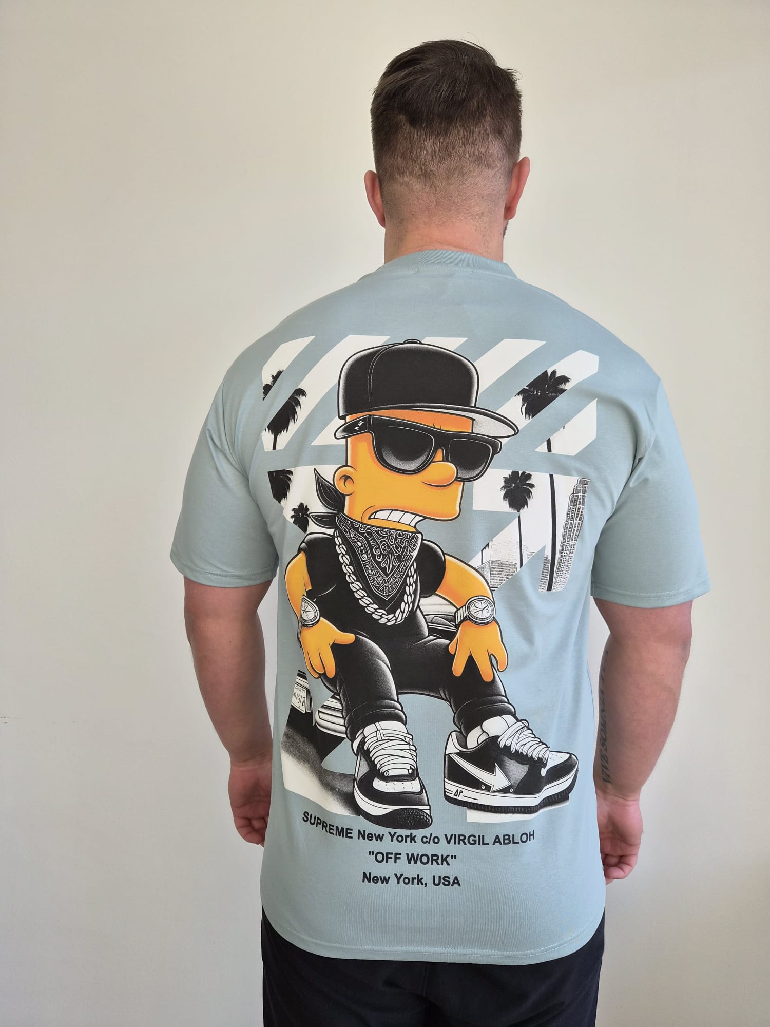 Oversized T-Shirt Bart Off Work L Blue