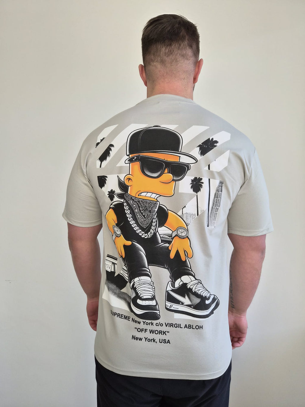 Oversized T-Shirt Bart Off Work L Grey