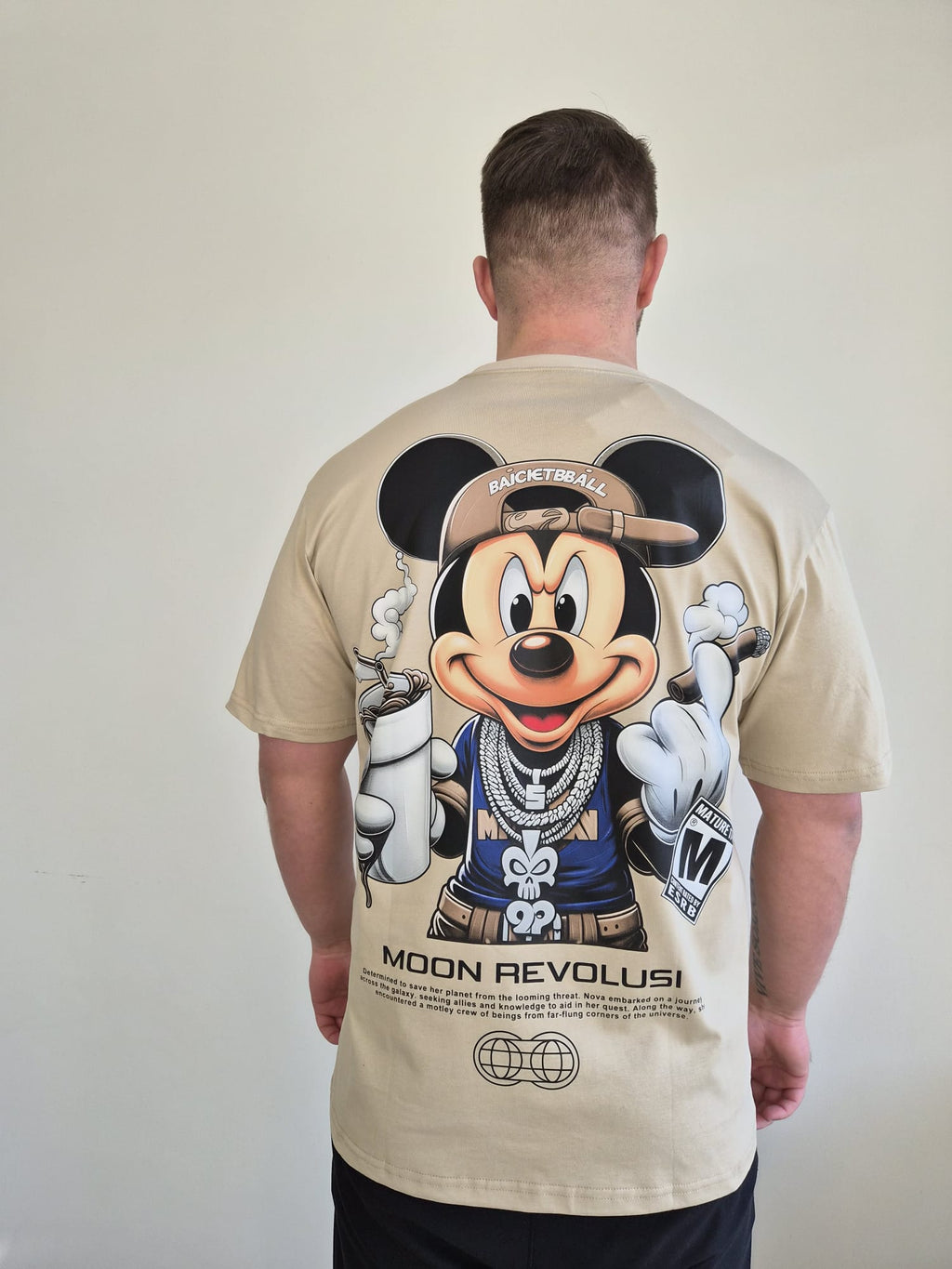 Oversized T-Shirt Micky Moon Revo Beige