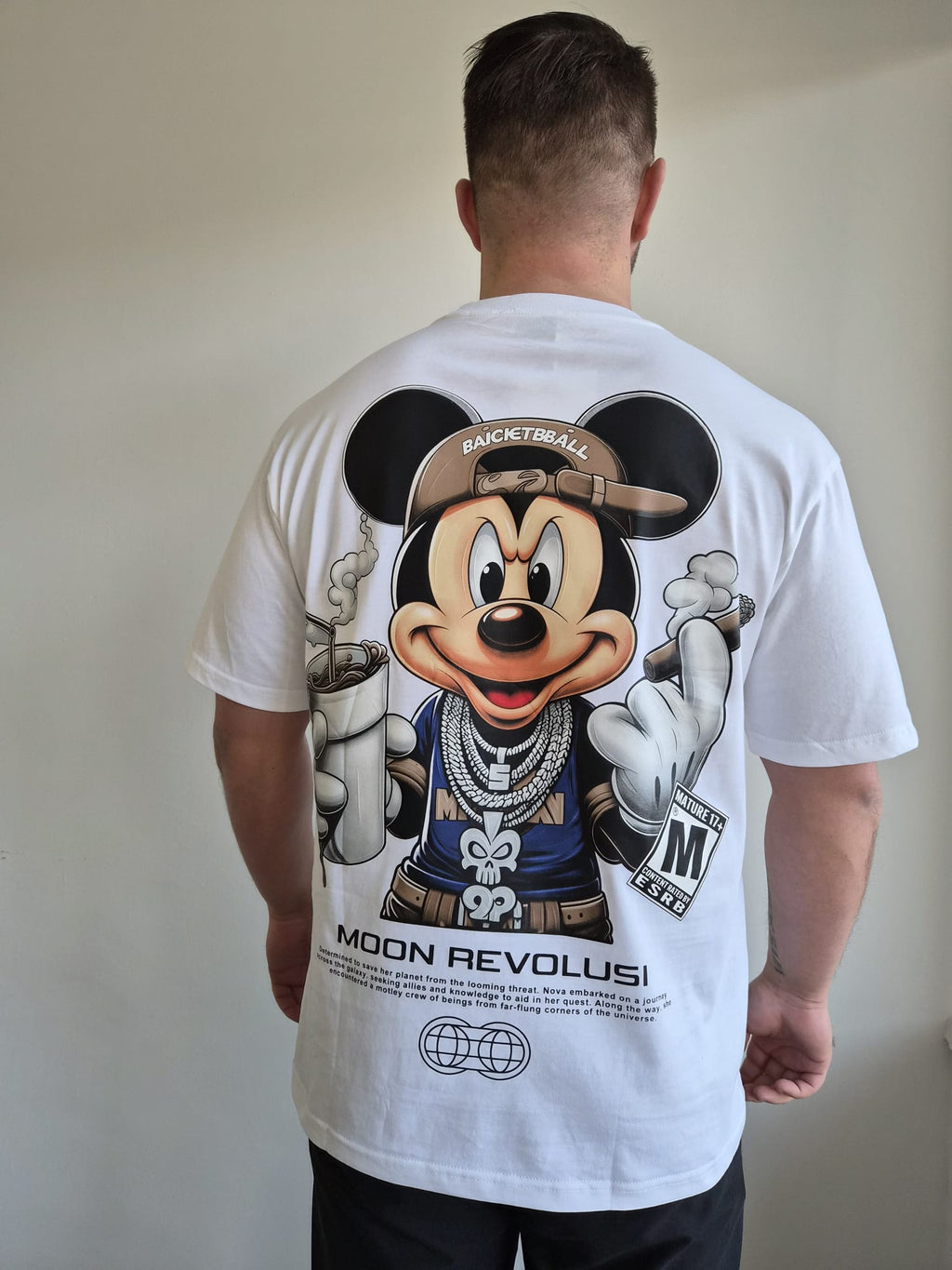 Oversized T-Shirt Micky Moon Revo White