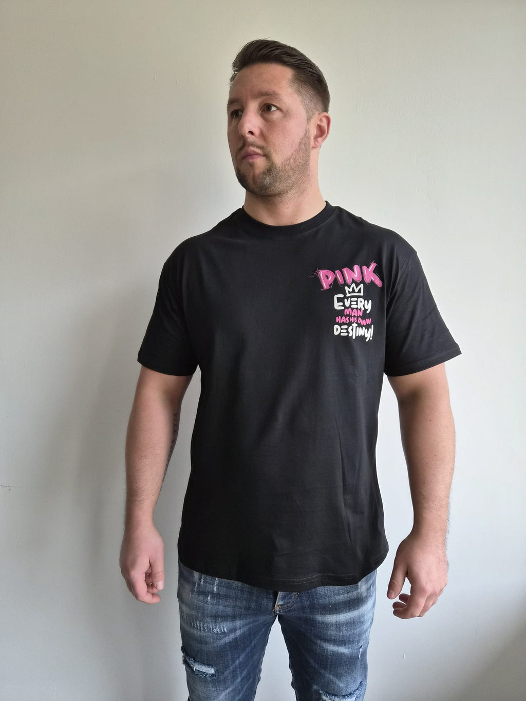 Oversized T-Shirt Pink P MTD Black