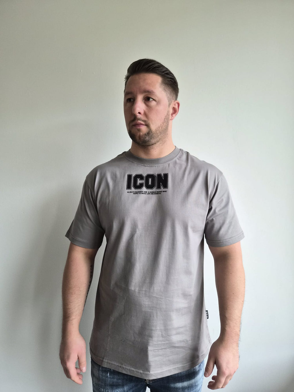 Oversized T-Shirt Icon Bear35 Grey