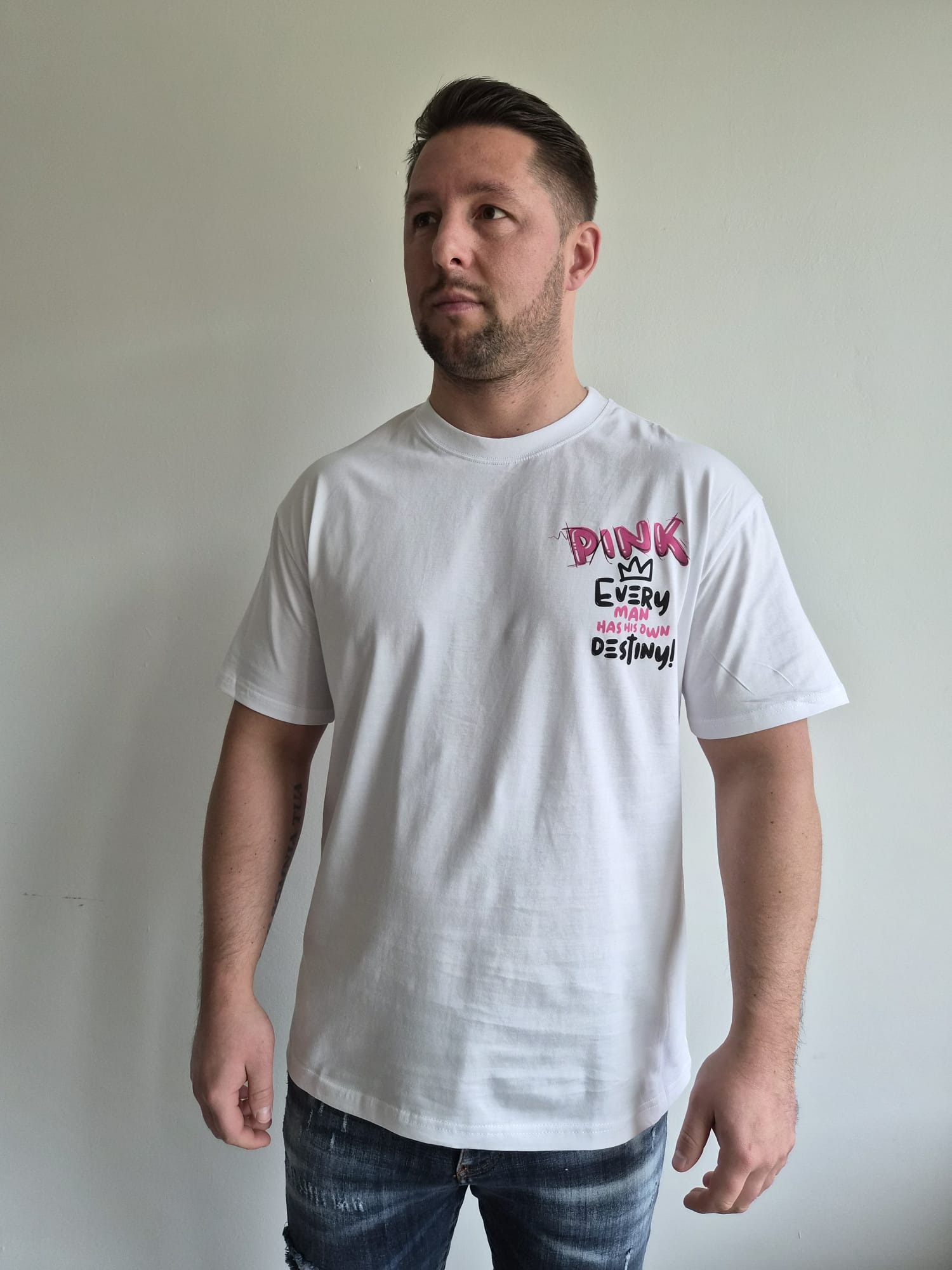 Oversized T-Shirt Pink P MTD White