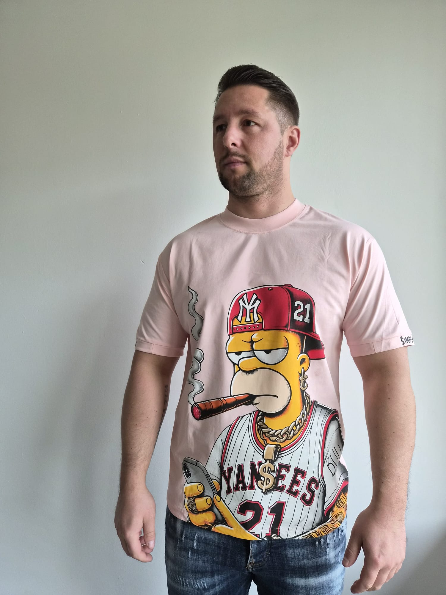 Oversized T-Shirt Simpson Yankees Pink