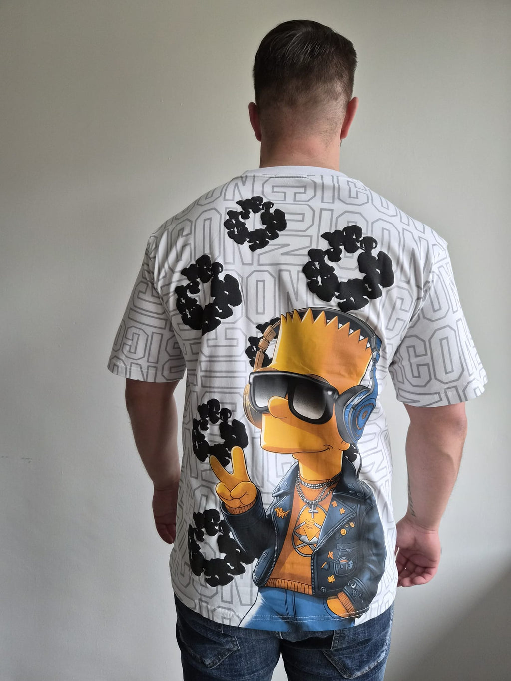 Oversized T-Shirt Icon Bart Bloom White