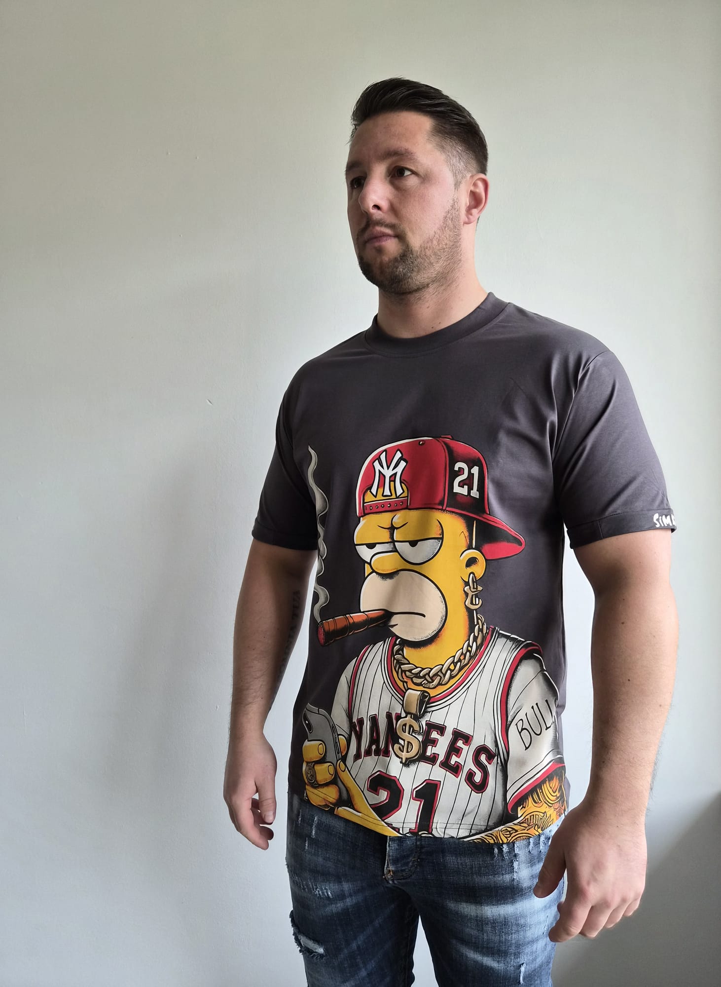 Oversized T-Shirt Simpson Yankees Grey