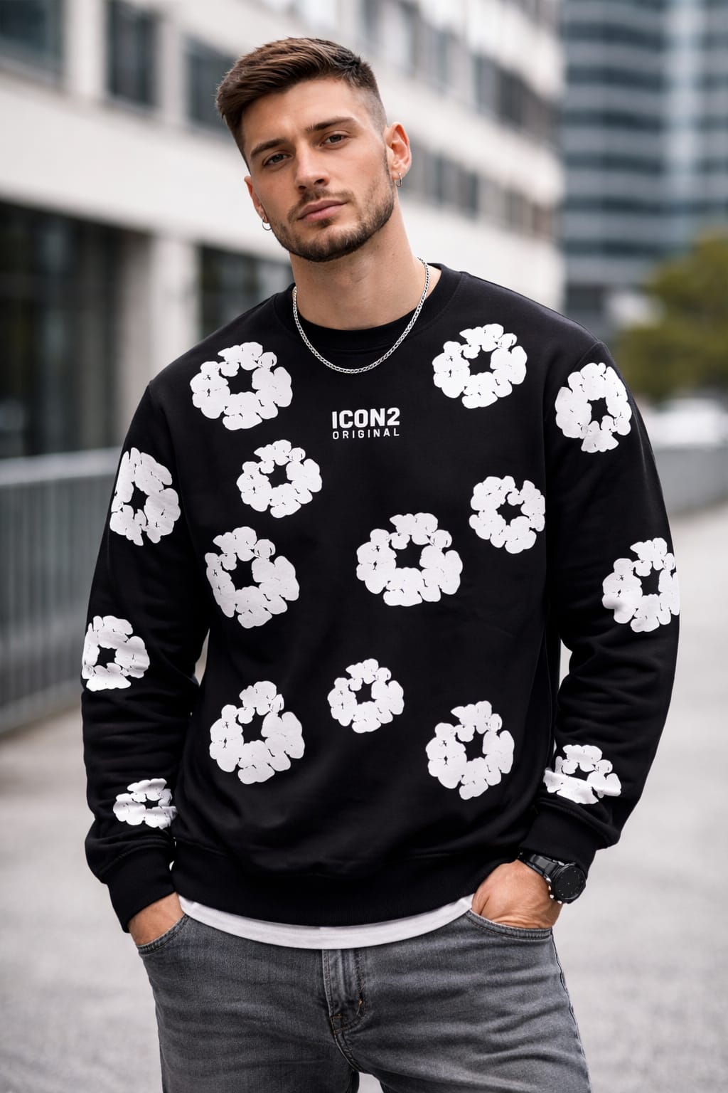 Sweater Icon2 Bloom Black