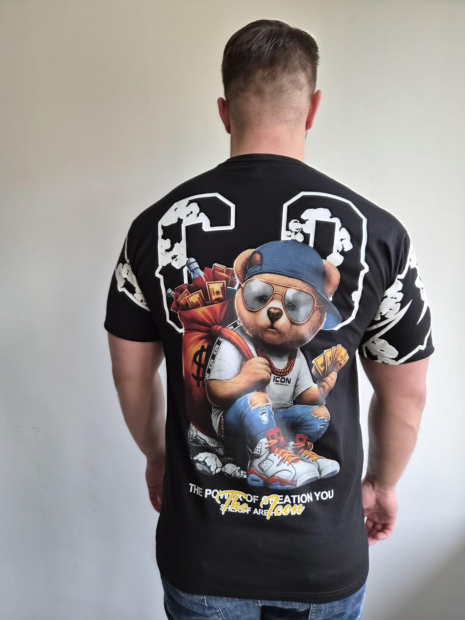 Oversized T-Shirt Icon Bear Bloom Black