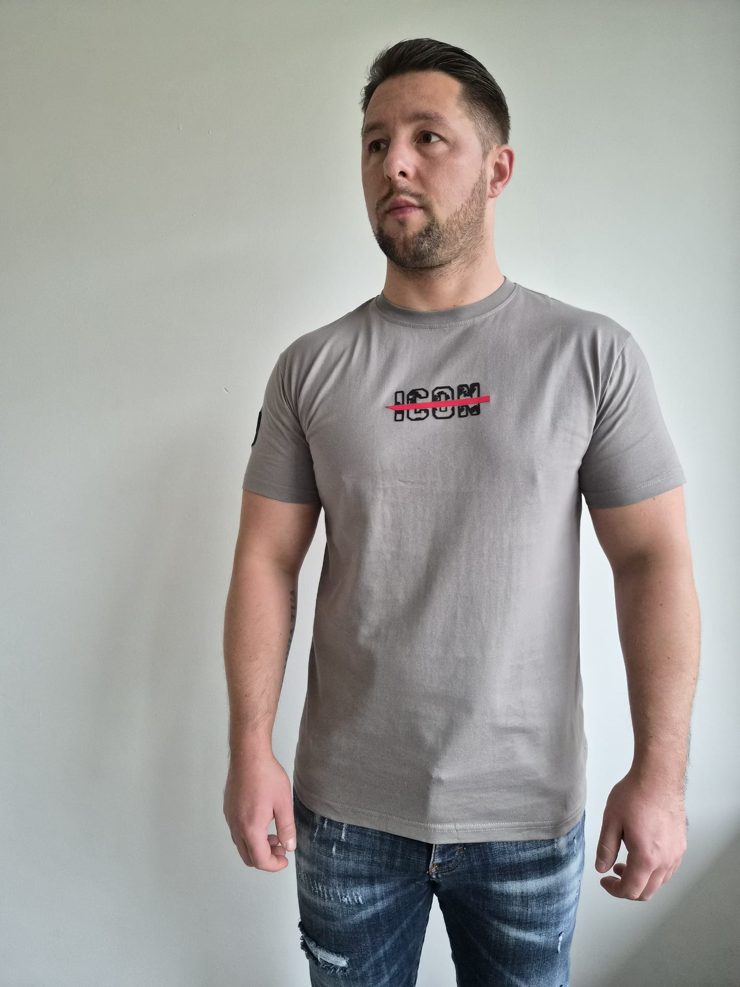 Oversized T-Shirt Icon Bear Bloom Grey